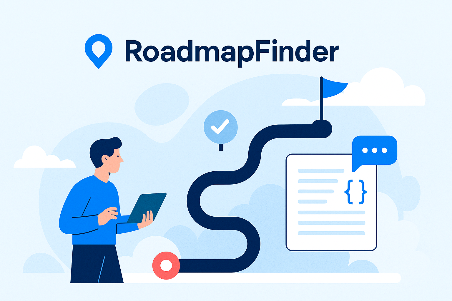 Interactive career roadmap illustration showing learning paths